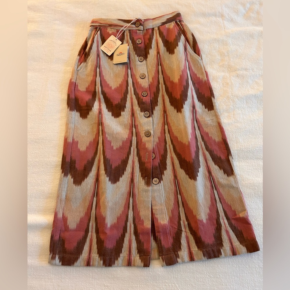 NWT Faherty whitley print front button skirt XS